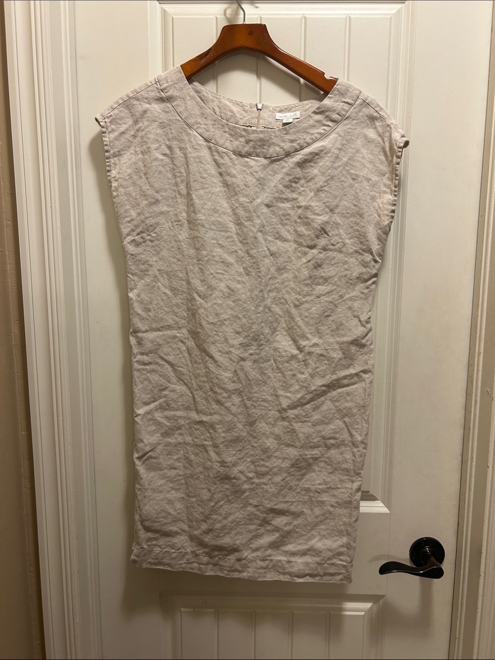 JJill Neutral Beige Linen dress cap sleeved